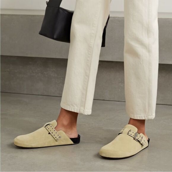 Revolve Isabel Marant Cow Calf Leather Suede Slip-On Mirvin Clogs NWOT - Picture 1 of 14